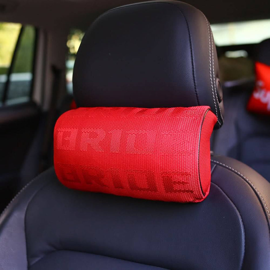 2Pcs Wine Red Breathable Neck Pillows For Honda – Soft Leather Headrest Cushions