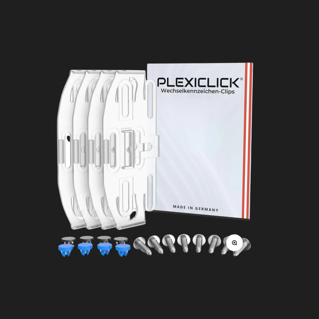 PLEXICLICK® ORIGINAL Number Plate Holder for Cars - Frameless Invisible - Blac