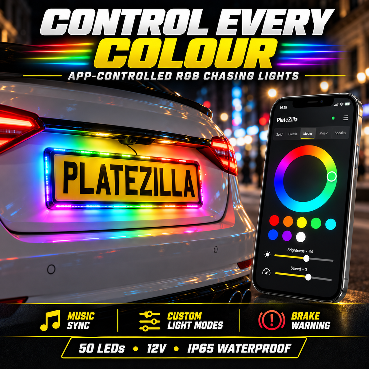 LED COLOUR CHANGING NUMBER PLATE SURROUND