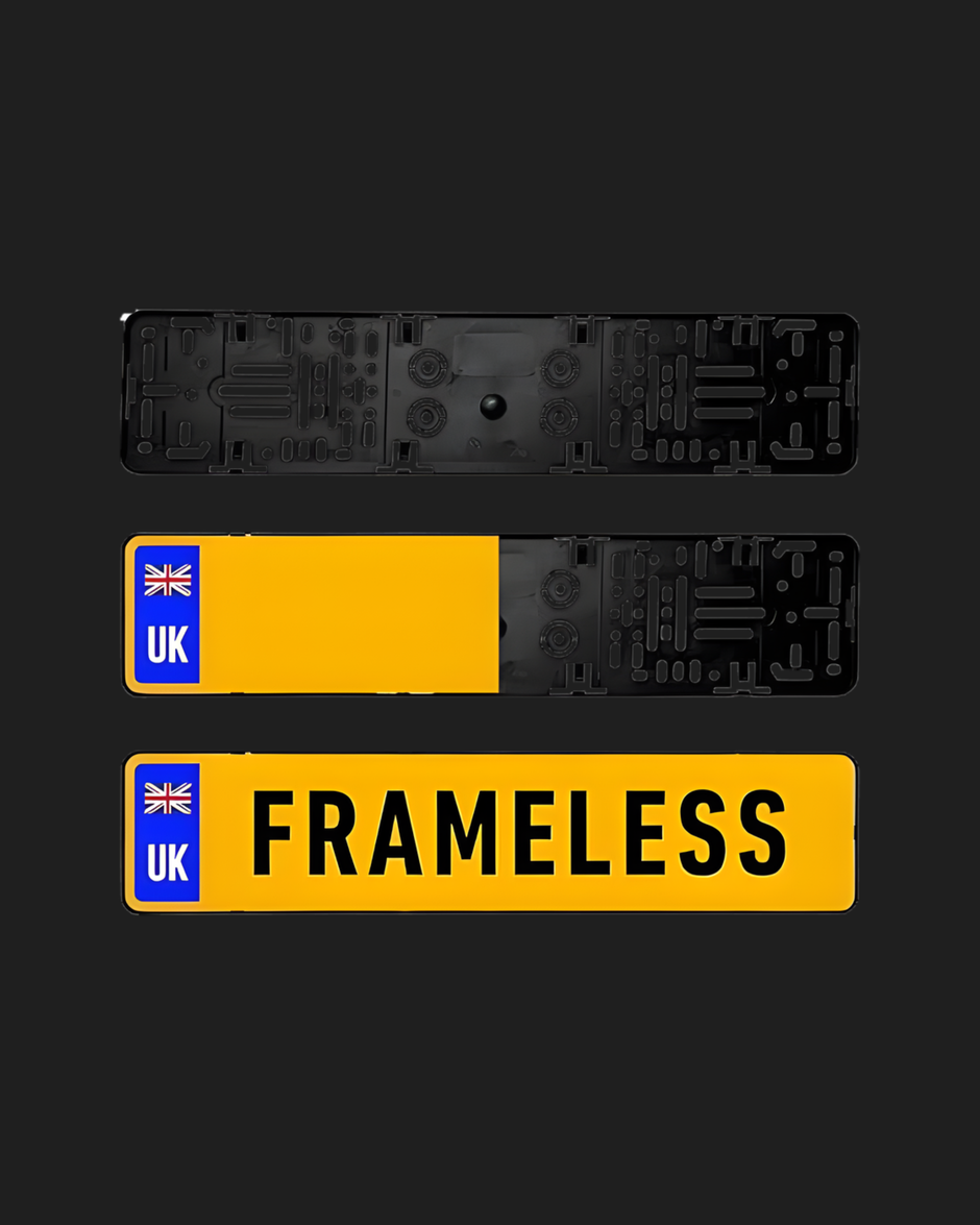 PLEXICLICK® PRO - Number Plate Holder for Cars - Invisible Look - Black - Universal License Plate Holder