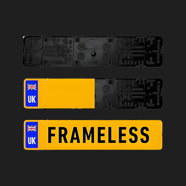 PLEXICLICK® PRO - Number Plate Holder for Cars - Invisible Look - Black - Universal License Plate Holder