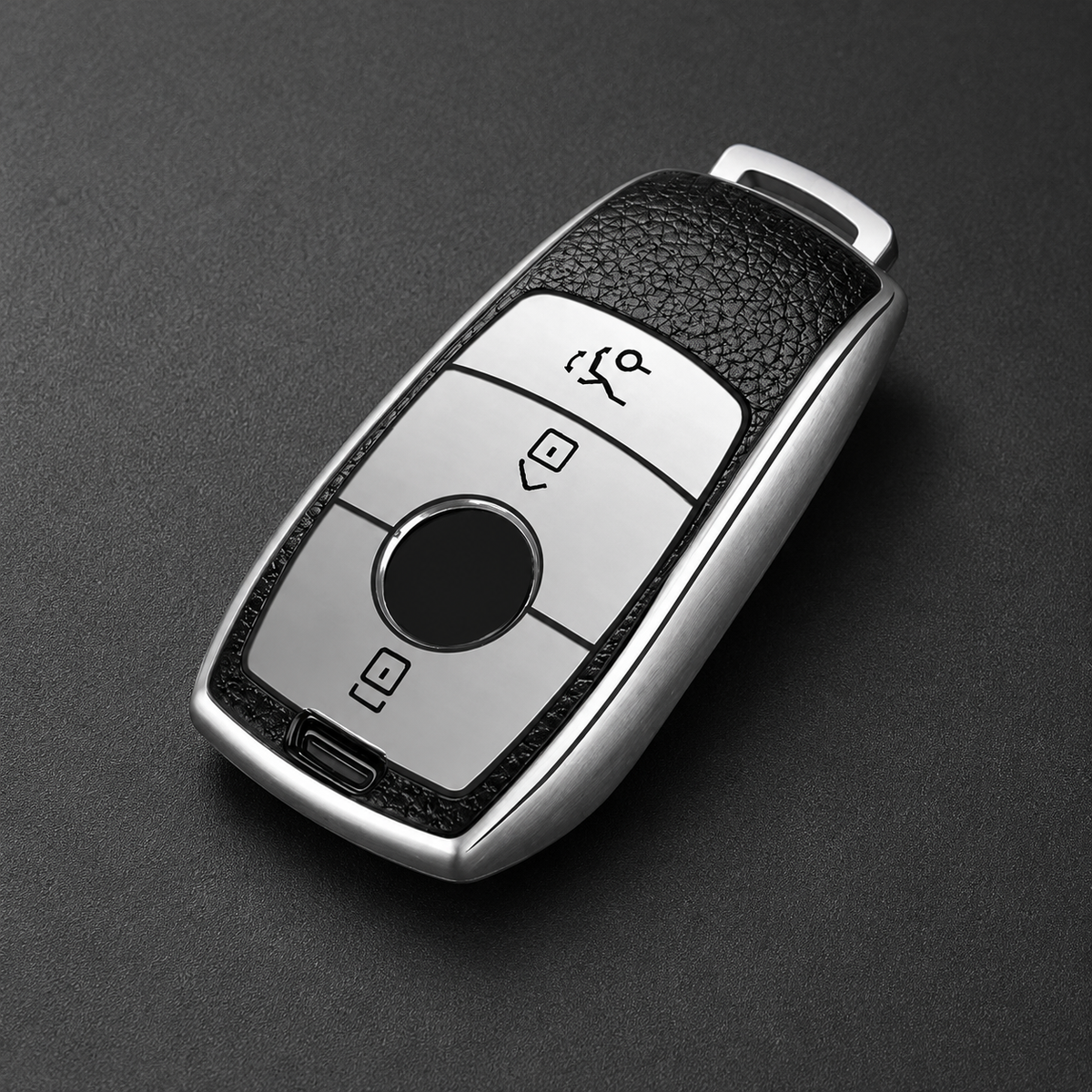 Mercedes-Benz key cover case in silver TPU with leather effect panel