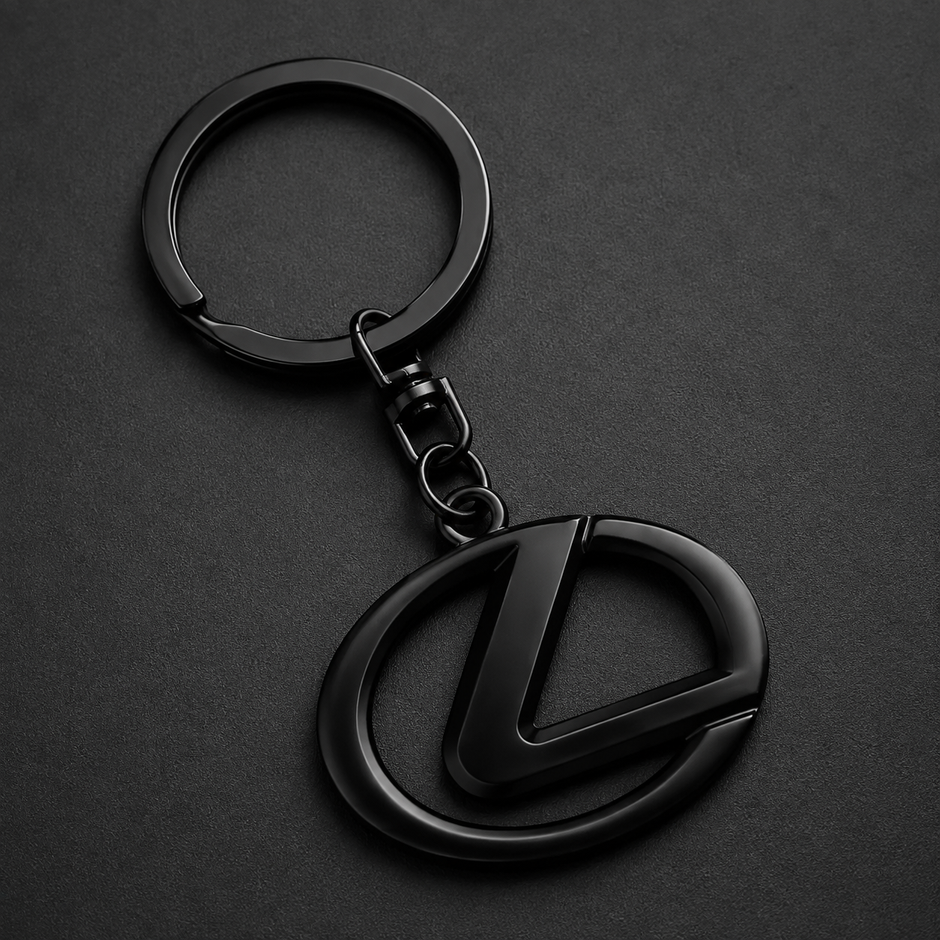 Lexus black edition logo keyring in gloss black metal