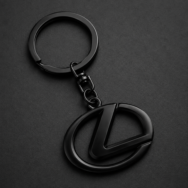 Lexus black edition logo keyring in gloss black metal