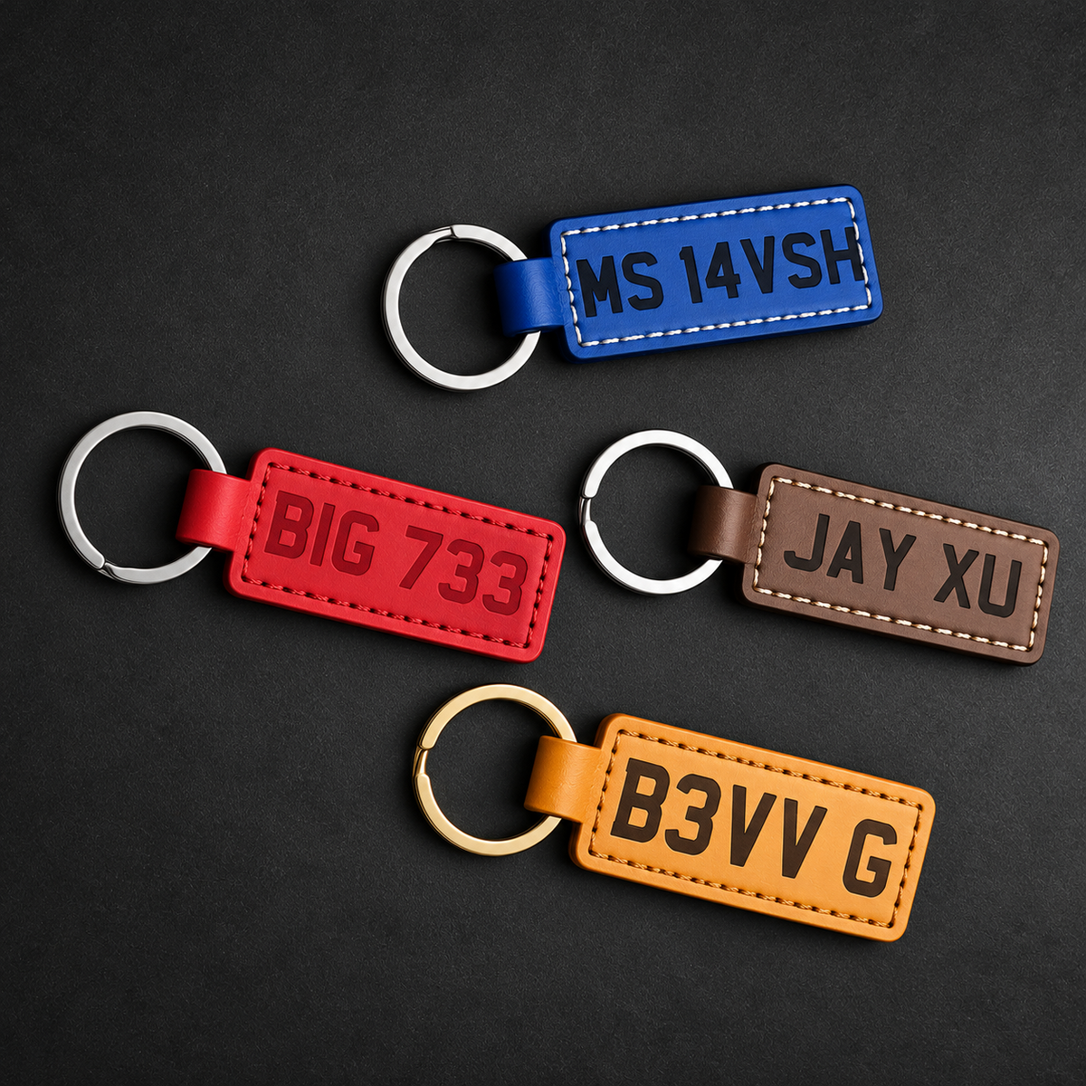 LEATHER NUMBER PLATE KEYRING