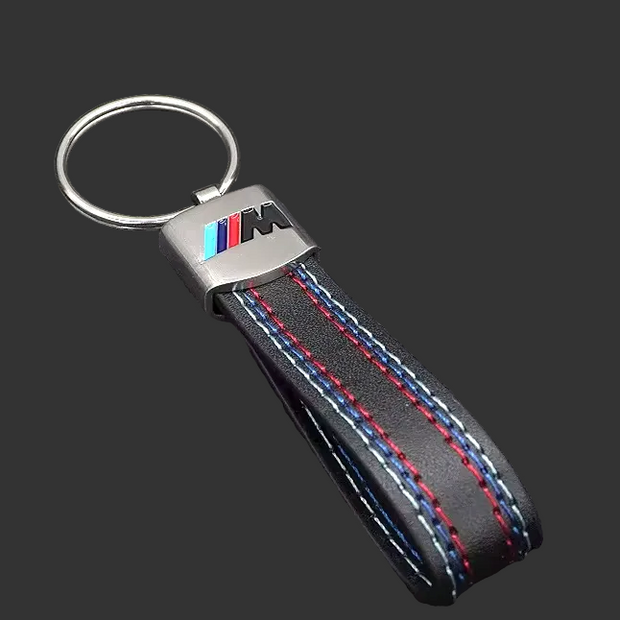 BMW M Sport leather keyring with M badge and tri-colour stitching