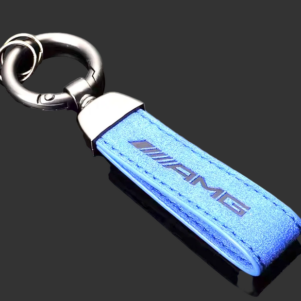 Mercedes AMG leather keyring in blue