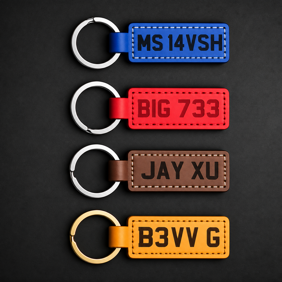 LEATHER NUMBER PLATE KEYRING
