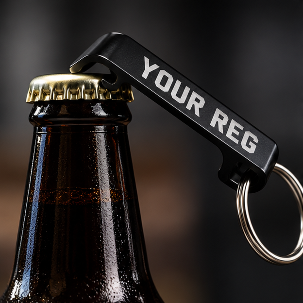 Custom Reg bottle opener keyring